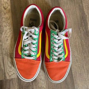 Vans Off the Wall Customs Old School Color Block Sneakers Orange Men 6.5 Women 8